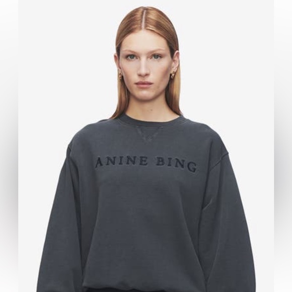 Anine bing Esme sweatshirt crew neck revolve grey size small bell sleeve - Picture 2 of 7